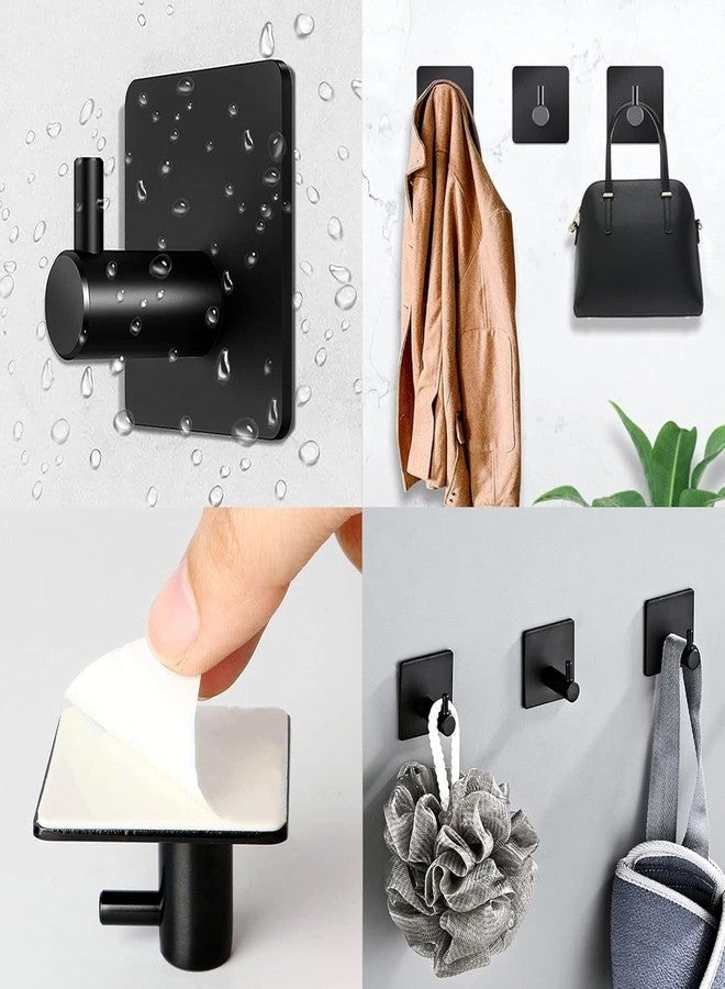 Cilveec Adhesive Hooks Heavy Duty Stick on Wall Towel Hooks Door Waterproof Stainless Steel Adhesive Towel Hooks Holders for Hanging Clothes Bathroom (New Hook 6 PC Black) - Image 5